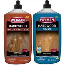 Weiman Hardwood Floor Cleaner & Hardwood Polish & Restore High Shine Floor Polish Kit - Restore Dull Hardwood Floors