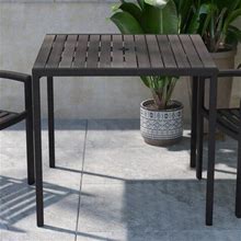 Lancaster Home Square All-Weather Faux Teak Patio Dining Table With Steel Frame Gray Wash Teak