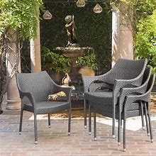 Christopher Knight Home Mirage Outdoor Wicker Stacking Chairs, 4-Pcs Set, Grey