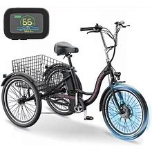 Docred 26Inch Electric Trike For Adult ,350W 36V 10Ah Lithium Battery,7 Speeds Three Wheel Road Bike