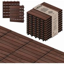 Interlocking Deck Tiles - 10PCS Waterproof Acacia Wood Patio Tiles