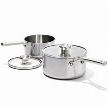 OXO Mira 3-Ply Stainless Steel 4-Pc. Sauce Pan Set | Stainless Steel | One Size | Cookware Sauce Pans | Dishwasher Safe|Ptfe Free|Non-Stick|Pfoa Free