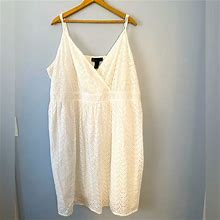 Lane Bryant Dresses | Lane Bryant Size 28 White Eyelet Lace Dress Sleeveless Sundress Boho Strappy | Color: White | Size: 28
