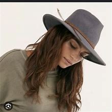 Free People Accessories | Free People Wool Wide Brim Fedora Hat Black Trim Os | Color: Black/Gray | Size: Os