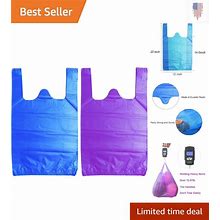 T Shirt Bags With Handles - Strong & Sturdy - 12X20 Inches - Blue 50Pcs, Purple