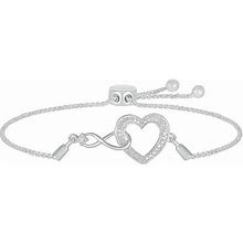 Zales Diamond Accent Infinity Heart Bolo Bracelet In Sterling Silver - 9.5"