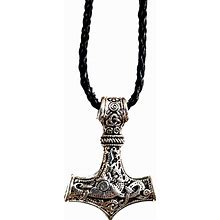 Viking Thors Hammer Necklace Pendant Mjolnir Amulet Cord Serpent Norse Pagan