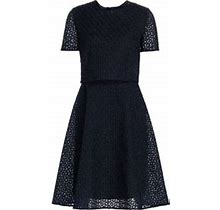 Akris Women's Embroidered Floral Organza Dress - Navy - Size 4