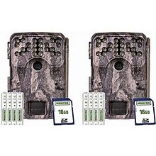 Moultrie MCG-14002 Camera A900i Game Trail Camera Bundle | AAA Batteries | 16 MB SD Cards Pine Bark Camera - (2 Pack)