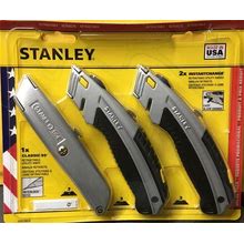 3 Stanley Retractable Blade Utility Box Knife Set ( 1 Classic 2 Instachange )
