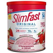 Slimfast Cream Original Meal Replacement Shake Mix Powder Strawberries & 14 Servings 12.83Oz