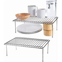 SIMPLEMADE Kitchen Cabinet Organizer Shelf - Set Of 2 Countertop Or In Cabinet Storage Shelf Rack (15.5" X 10.5" X 5.4") Cabinet Shelf Organizers For