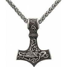 Mens Necklaces Silver Pendant For Pendants Thor's Hammer Stylish Jewelry