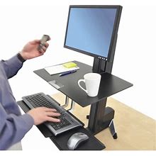 Ergotron® Workfit-S Sit-To-Stand Workstation, Single HD, Black