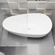 Modern Acrylic Oval Bath Tub For Home White Soaking Tub With Internal Drain - 59"L X 31"W X 24"H