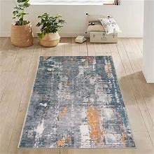 Famibay 3X5 Area Rug For Bedroom Washable Throw Rugs With Rubber Backing Soft Flurry Bedroom Carpet Non Slip Modern Abstract Low Pile Small Floor