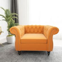 Wirrytor Chesterfield Chair For Living Room Furniture, Modern Velvet Accent Tufted Club Chairs With Rolled Arms Nailhead Trim For Bedroom Reading Roo