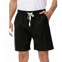 Men's Linen Shorts Summer Shorts Beach Shorts Pocket Drawstring Elastic Waist Plain Comfort Breathable Short Holiday Vacation Beach Hawaiian Boho Dark