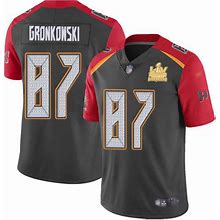 Buccaneers 87 Rob Gronkowski Gray Men's Super Bowl LV Champions Patch Stitched Limited Inverted Legend Jersey