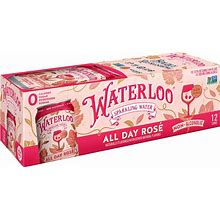 Waterloo Sparkling Water, All Day Rosé Naturally Flavored, 12 Fl Oz Cans, Pack Of 12 | Zero Calories | Zero Sugar Or Artificial Sweeteners | Zero