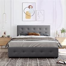 Modern Upholstered Platform Bed With Headboard And 4 Drawers