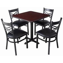 Lancaster Table & Seating 30" X 30" Reversible Cherry / Black Standard Height Dining Set With Black Cross Back Chair And Padded Seat
