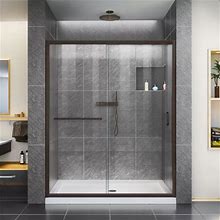 Dreamline Infinity-Z 56-60" W X 72" H Semi-Frameless Sliding Shower Door, Clear Glass In Oil Rubbed Bronze - SHDR-0960720-06