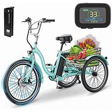 Docred 26" 3 Wheel Electric Tricycle For Adults & Seniors, 350W Adults Electric Trike, Three Wheel Ebike Bicycle With Removable 36V 10Ah Lithium Batte