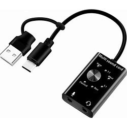 External Sound Card USB2.0 Type C Stereo Microphone Adapter