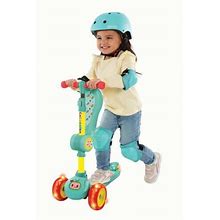 Cocomelon 3 Wheel Light-Up Scooter With Folding Seat For Boys & Girls