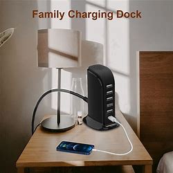 Charging Station For Multiple Devices Upoy, USB Hub With 5 USB+1 Type C Ports Total 60W, Charging Blocks Fast Charging For Apple/Samsung/Android Gadg