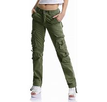 OCHENTA Women's Cotton Casual Cargo Work Pants High Waisted Travel Hiking Baggy Y2K With Multi Pockets