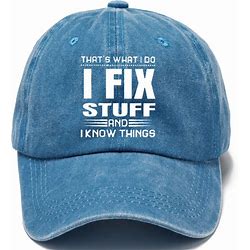 KNOW THINGS FIX STUFF Unisex Washed Soft Hat Unconstructed With Funny Graphic Print Text Letters Adjustable Baseball Cap Fashion Casual Sun Hat