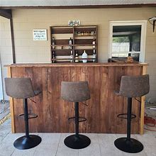 Rustic Outdoor Wood Bar Custom Made Bar Made To Order Real Wood Oak And Walnut Durable Patio Bar