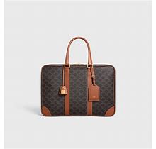 CELINE - Soft Luggage 45 in Triomphe Canvas And Calfskin Leather - Brown