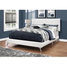 Bed, Queen Size, Platform, Bedroom, Frame, Upholste Pu Leather Look, Metal Legs, Chrome, Contemporary, Modern