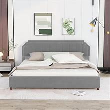 Upholstered Platform Bed With 4 Storage Drawers, Support Legs