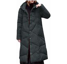Bilqis Holiday Deals Women Long Quilted Coat Hooded Maxi Length Long Sleeve Puffer Jacket Padded Coat Winter Outerwear,Winter Long Jackets For Women