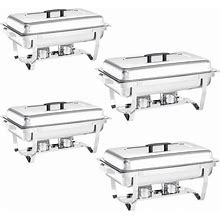 Chafing Dish Buffet Set 4 Packs,8 Quart Stainless Steel Foldable Rectangular Chafing Full Size Food Pan,Chafing Servers With Covers Buffet Servers