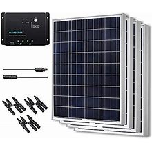 Renogy 400W Polycrystalline Bundle Panel Wanderer Li 30A PWM Charge Controller 9in Male And Female Adaptor Kit And Solar Branch Connectors, 400 Watts