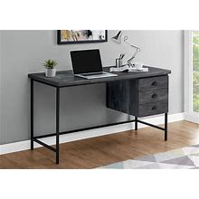 Black Wood Computer Desk With Black Metal Legs